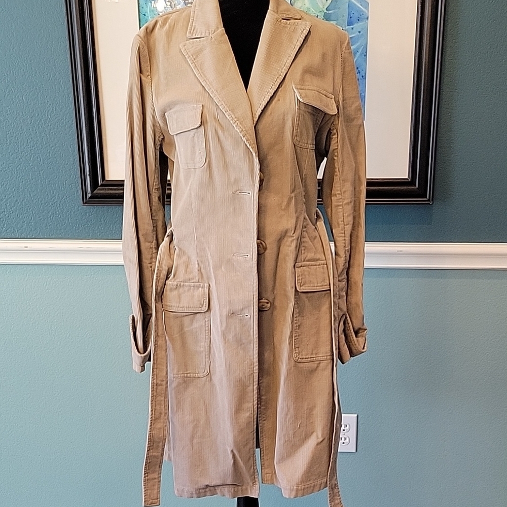 Express corduroy tench coat, tan, size 11/12 (fits like 8 or M)